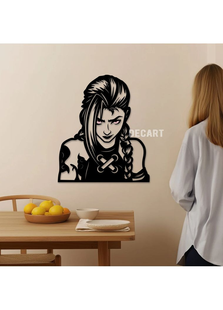 Дерев'яне панно на стіні . Декор на подарунок Джинкс з Аркейну 50х43 см Decart (360611349)