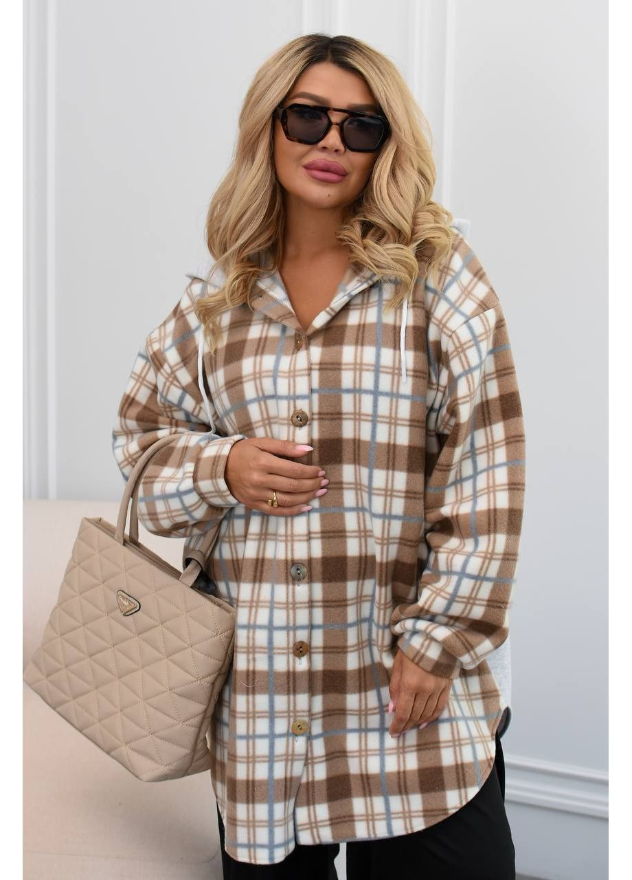 Коричневая повседневный, кэжуал рубашка в клетку No Brand с длинным рукавом