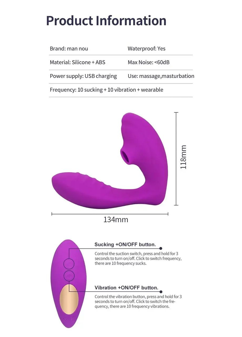 Вибратор + вакуум! Вагинально-клиторальный вибратор стимуляции точки G Mary 10 режимов вибрации и всасывания STF (314827871)