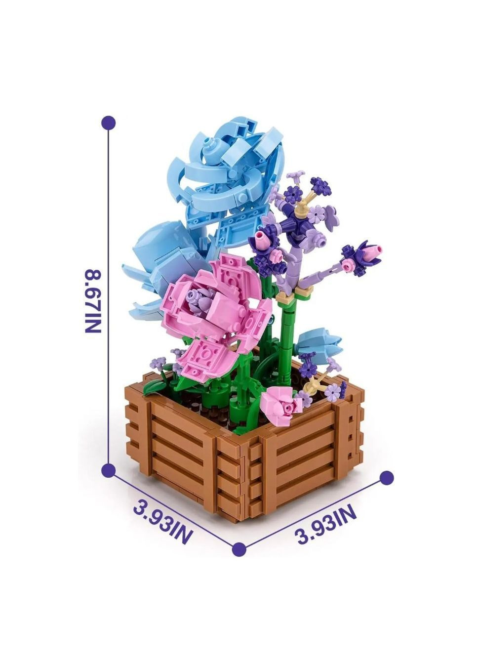 Конструктор Розы в вазе 550 деталей, 3D для детей и взрослых, декоративный набор для дома No Brand (364191298)