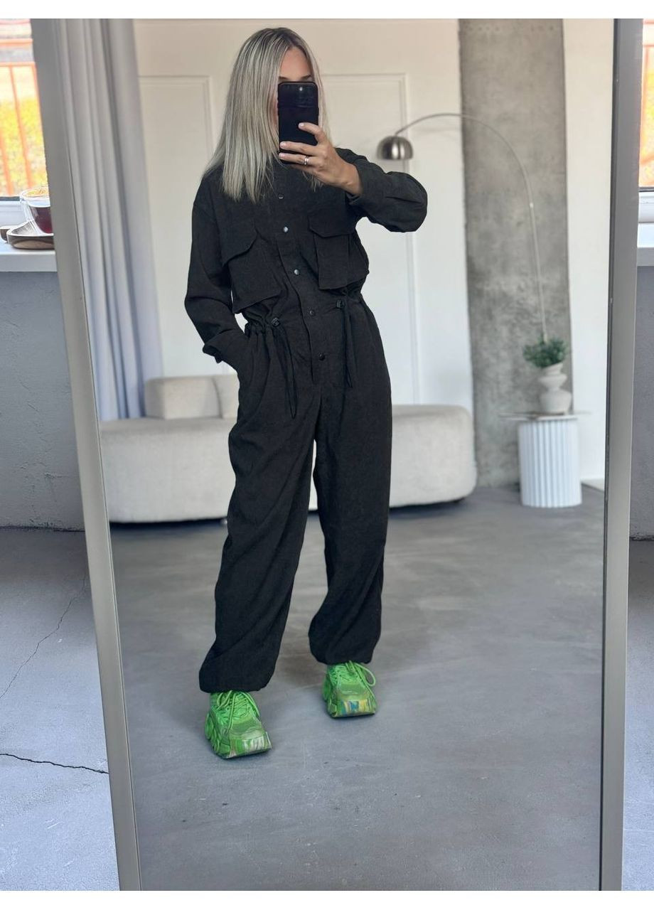 Комбинезон 085 вельвет, застегивается на кнопках. Україна графитовый