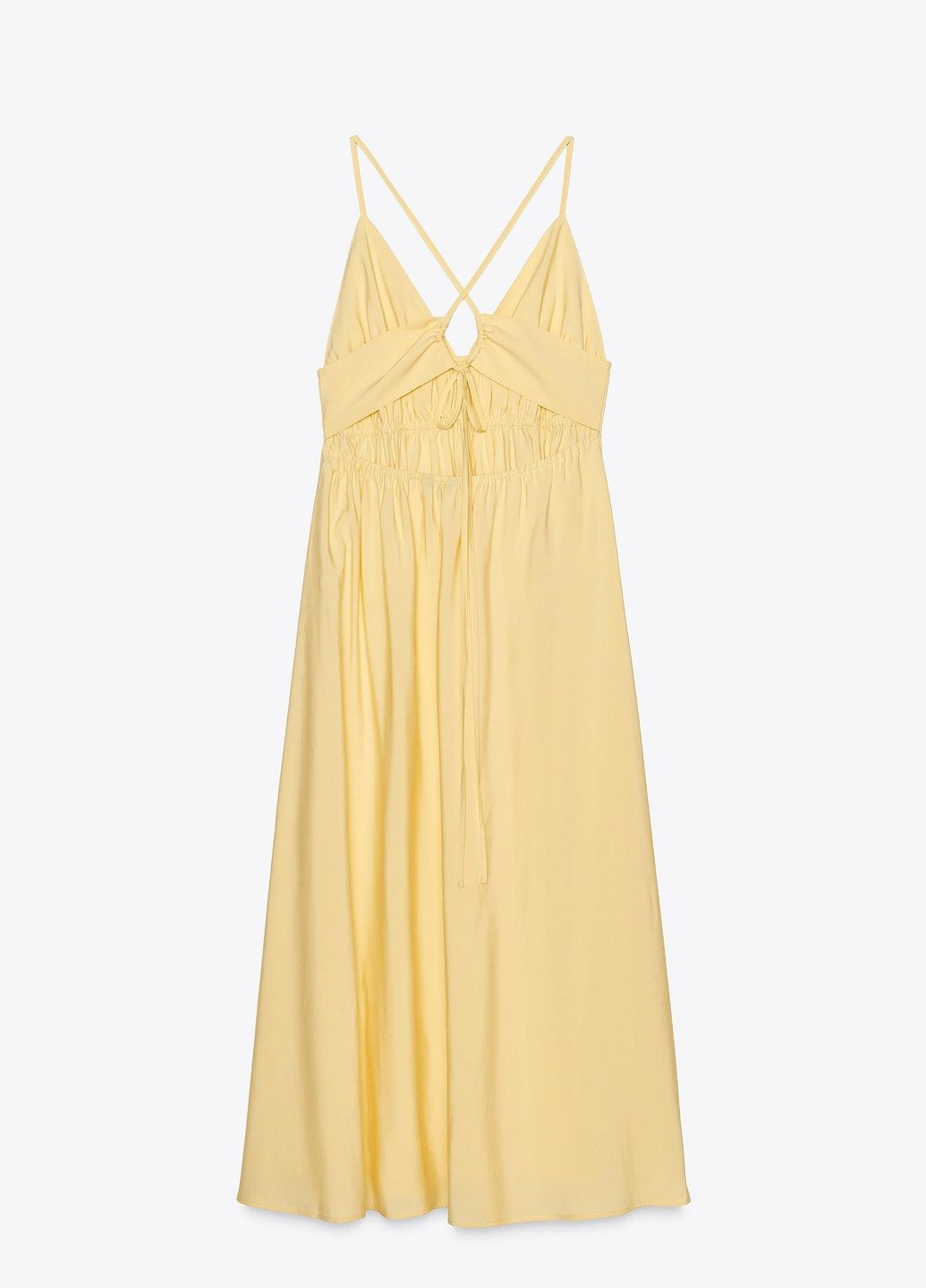 Желтое пляжное платье Zara однотонное