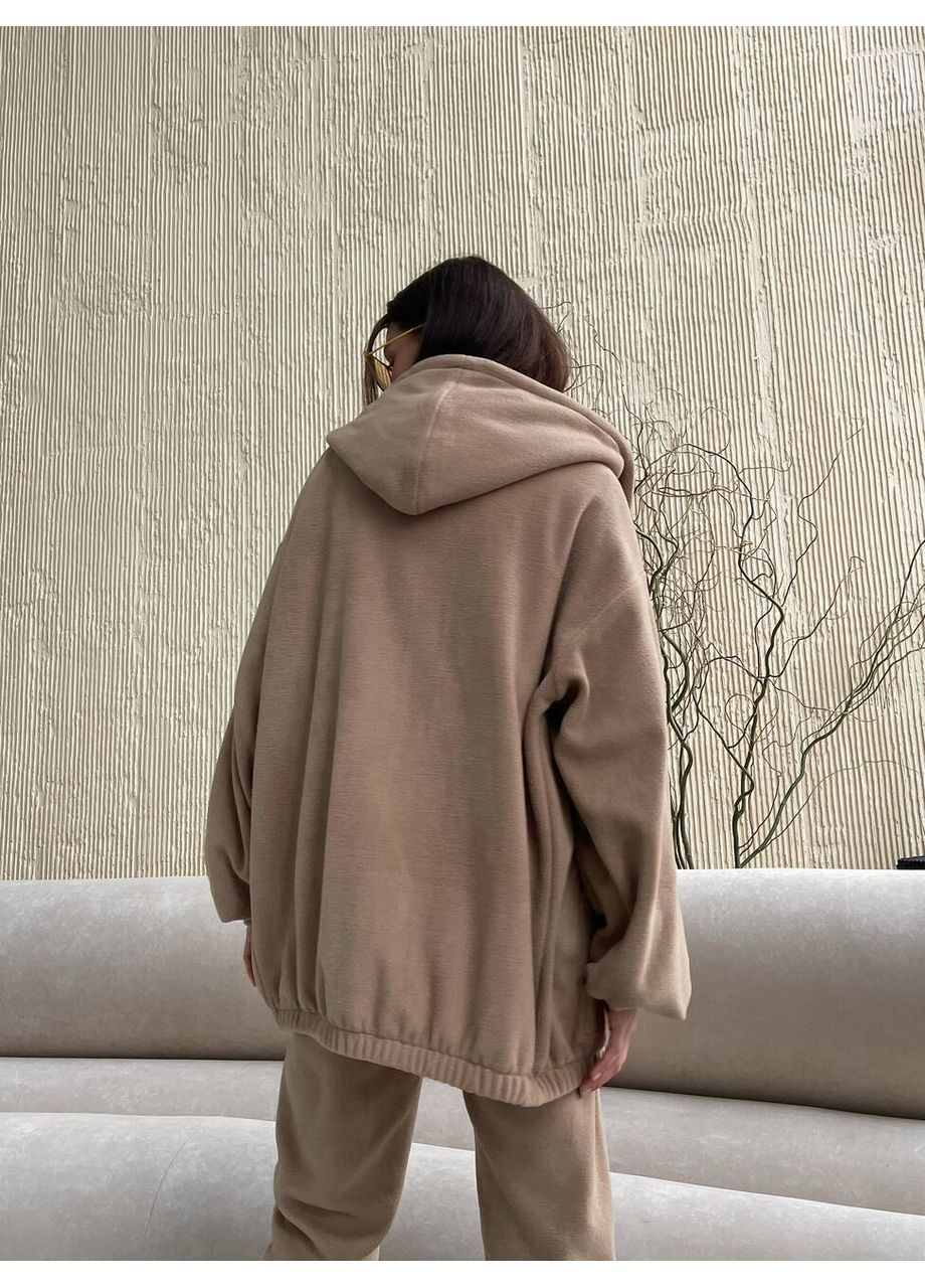 Женский флисовый базовый костюм ZIP молния бежевого цвета milirud (366292007)