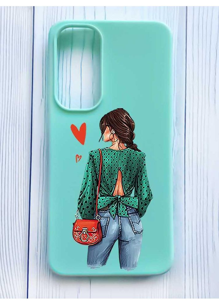 Матовий бірюзовий чохол на Samsung Galaxy S24 FE Дівчина в зеленому (принт 224) Creative (360688949)