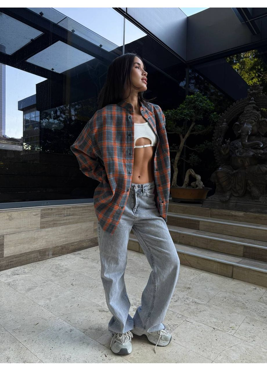 Оранжевая повседневный рубашка однотонная Vione