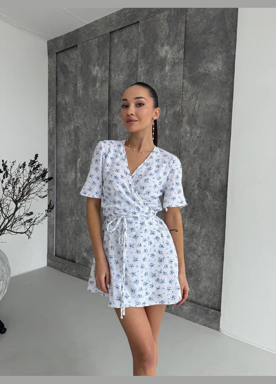 Блакитна кежуал красивий літній сарафан на запах на запах Adelante