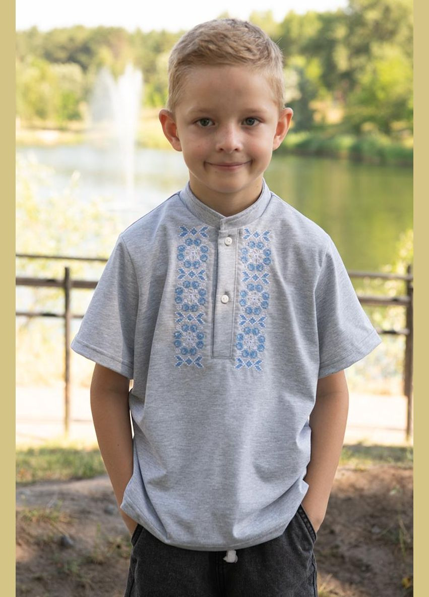 Вишиванка для хлопчика Сашко світло-сіра V&V 7301 (355802427)