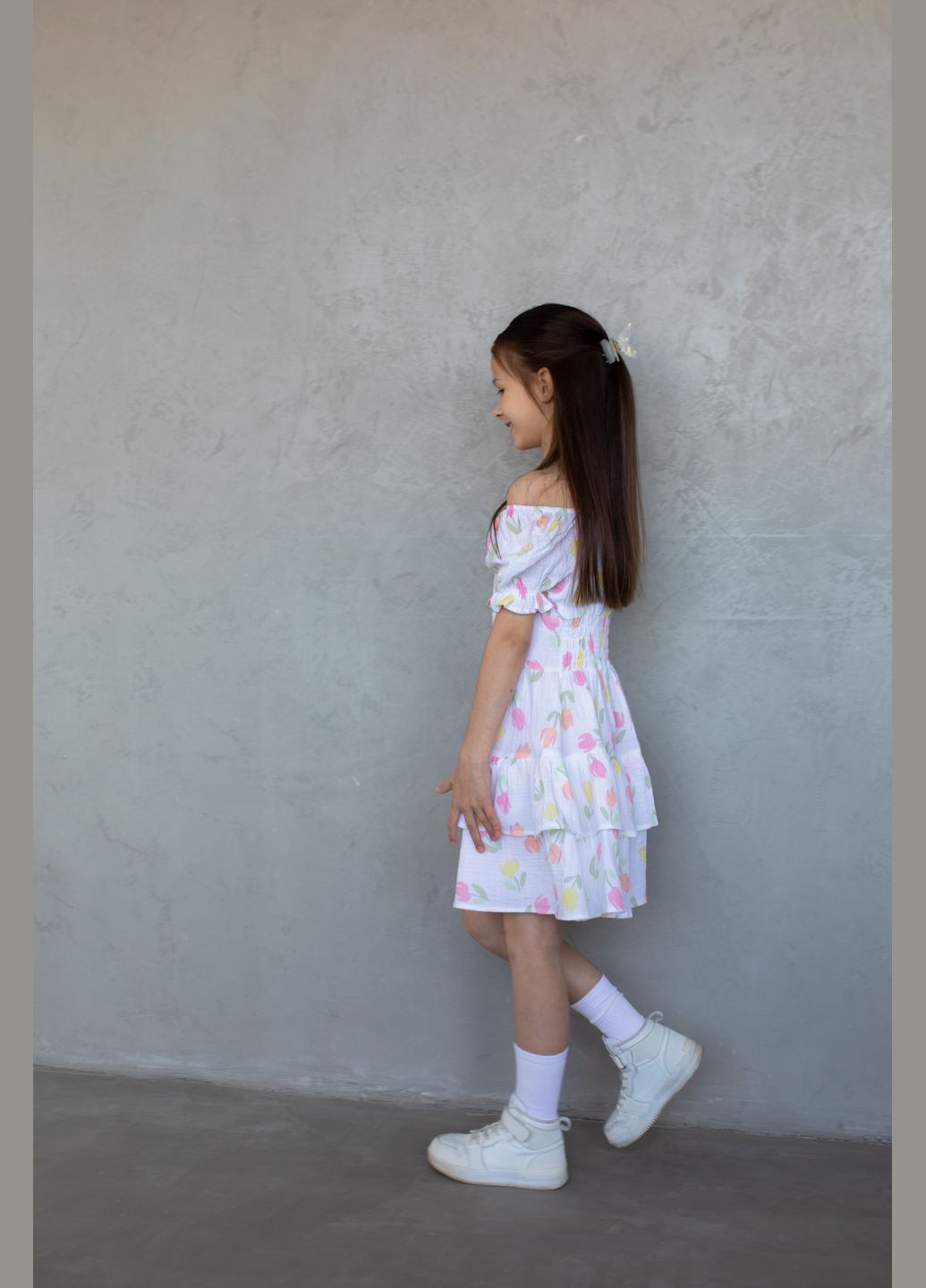 Комбинированное платье бело-жёлтый Cvetkov (299339301)