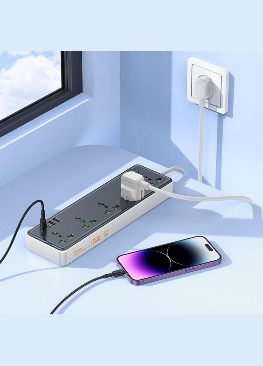 Сетевой удлинитель AC13A Talento 5-position socket(1C3A) Black Hoco (335807117)