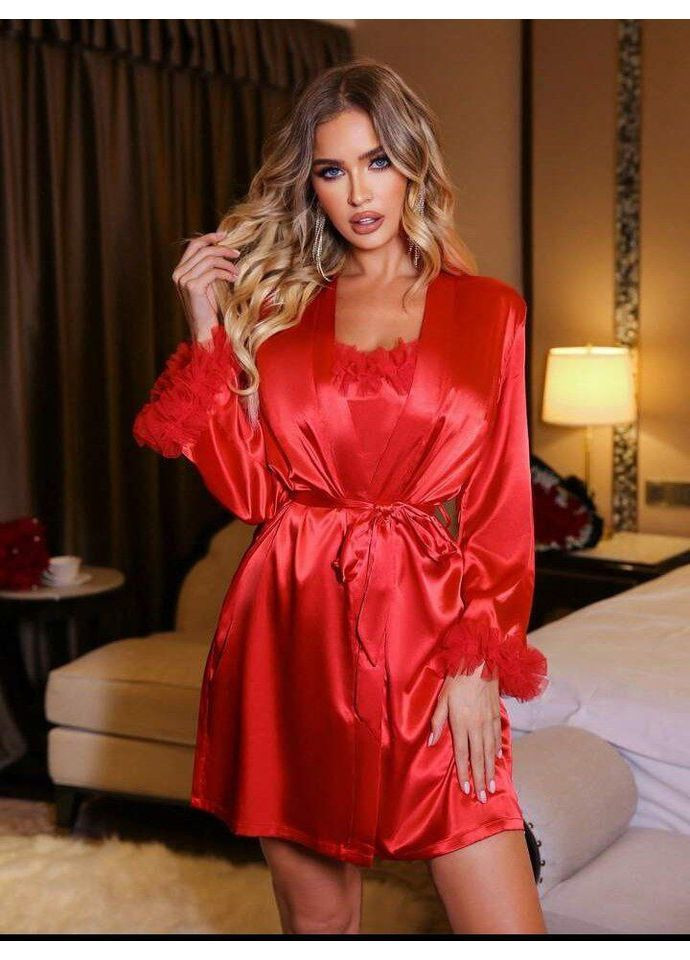 Красный демисезонный комплект женский шелковый Style Point