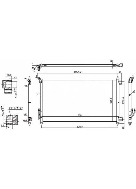 Конденсер кондиціонера NISSAN ALMERA (G11) (11-) 1.5 I (+) 940557-ua Nissens (368132237)