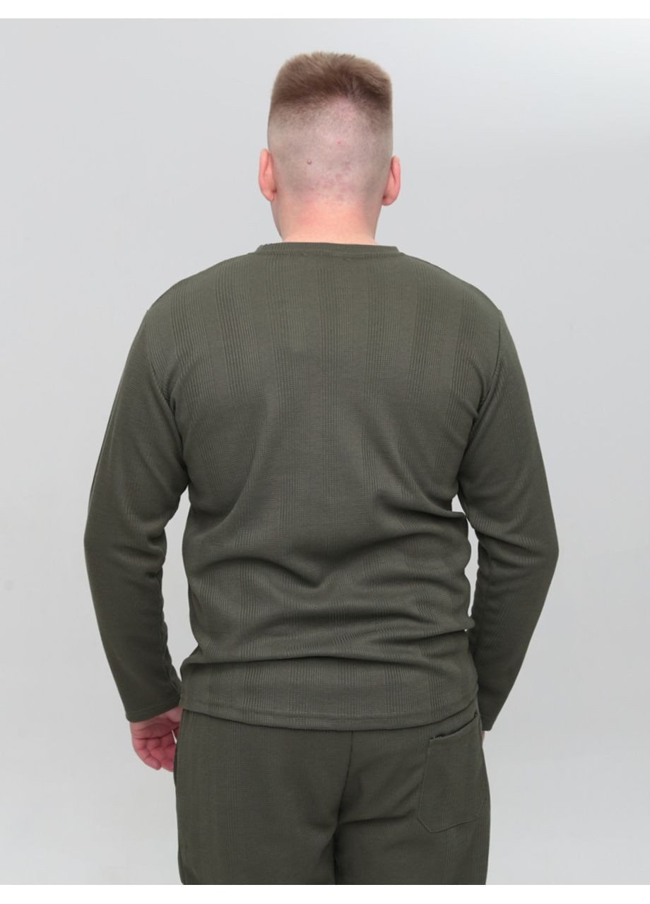 Оливковый (хаки) демисезонный повседневный лонгслив Wise в клетку