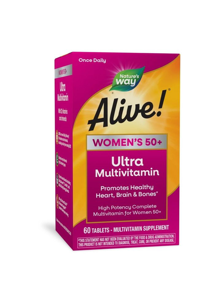Витамины и минералы Alive! Once Daily Women's 50+ Ultra Potency, 60 таблеток Nature's Way (322293921)