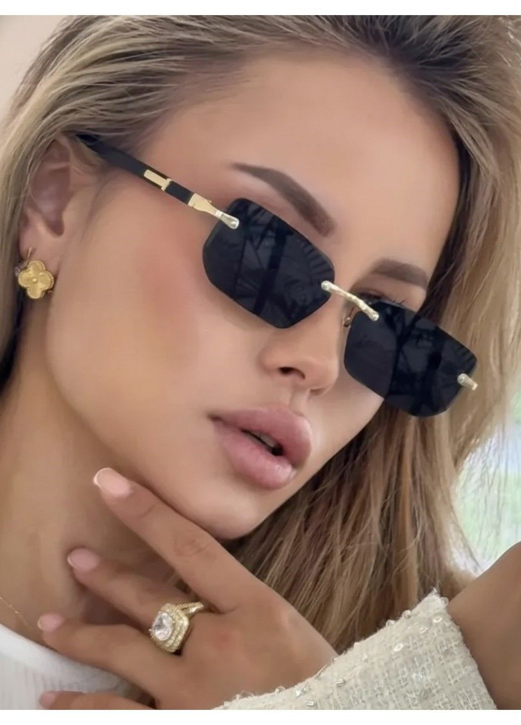 Окуляри сонцезахисні унісекс Decor прямокутні безобідкові чорні No Brand (366432107)