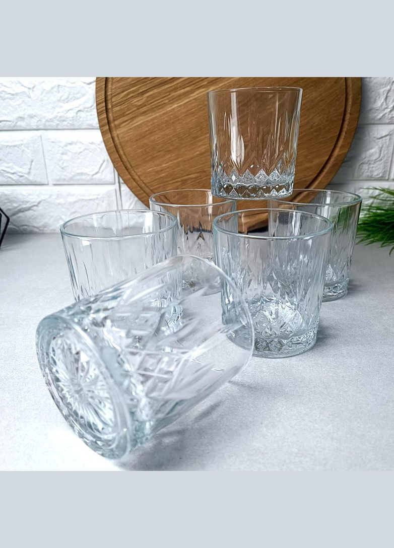 Набор стаканов для виски Alba 330 мл, 6 шт, стекло, прозрачные с узором Ardesto (303138332)