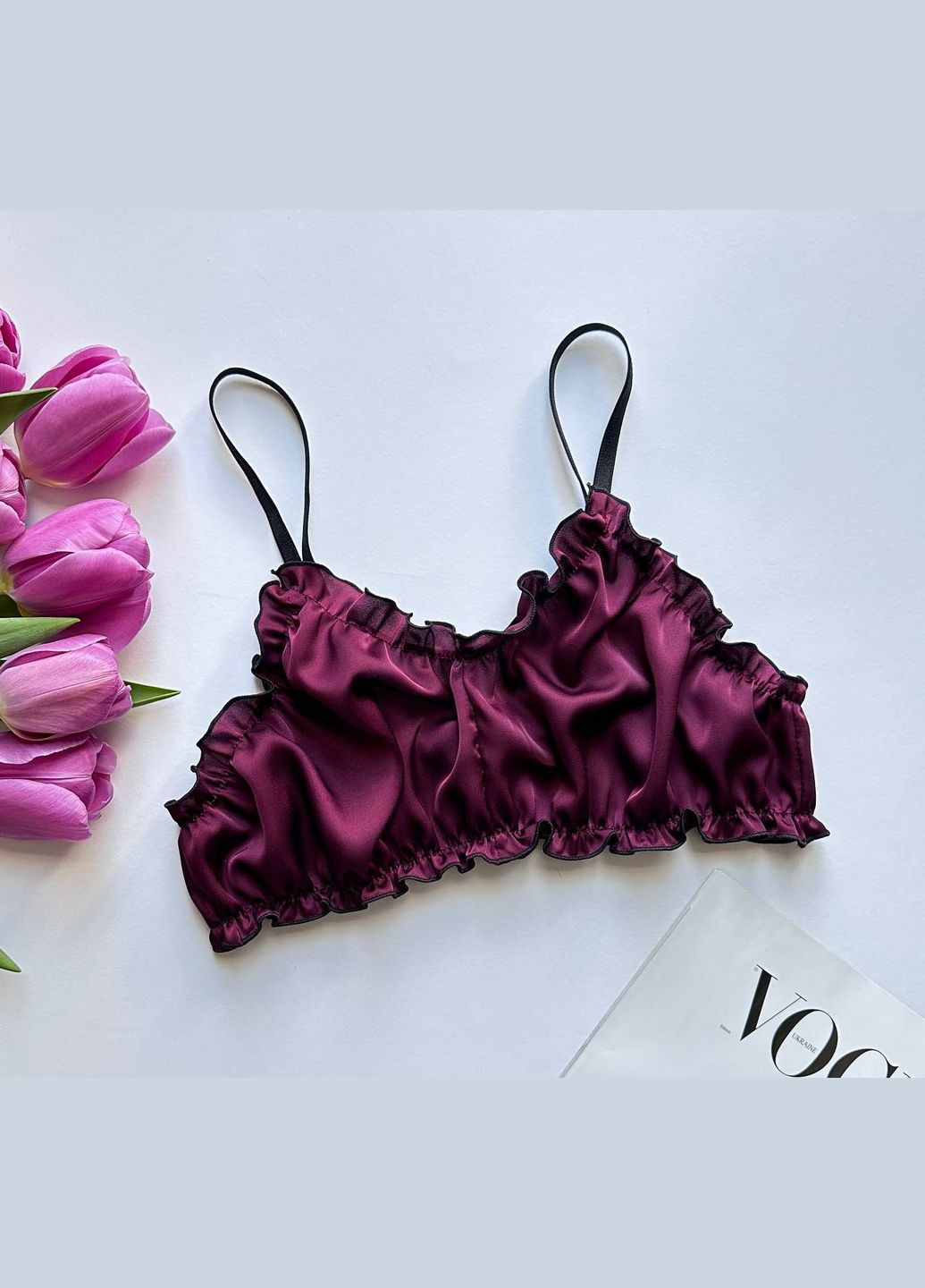 Вишнева всесезон шовкова піжама топ та шорти топ + шорти Exclusive