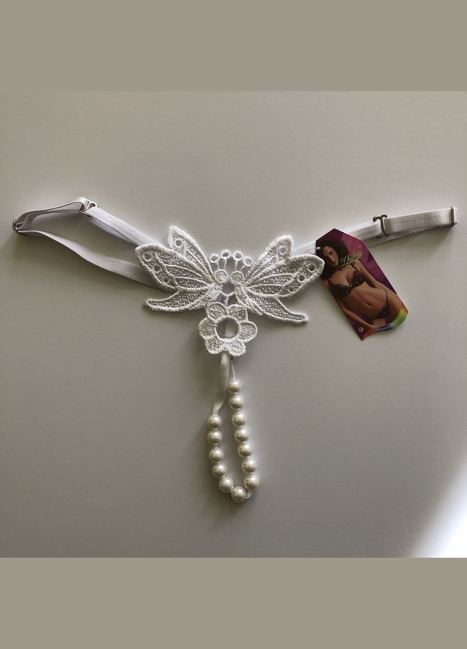 Трусики с разрезом стринги с жемчужинами бусинками эротическое белье No Brand (312005196)