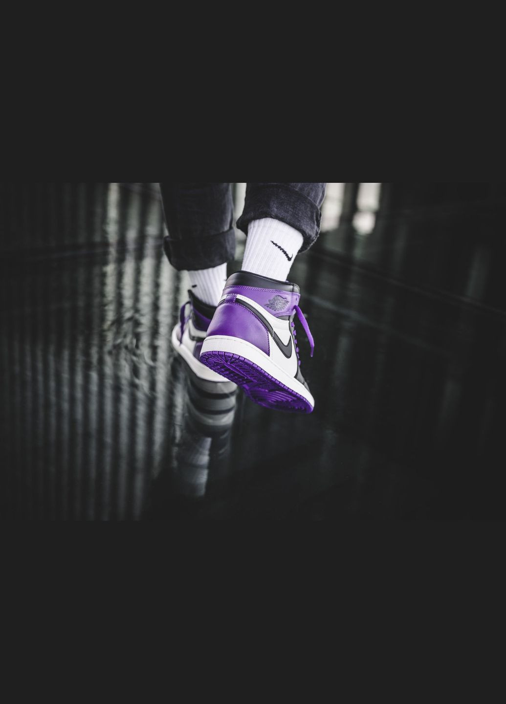 Черные всесезонные кроссовки air jordan 1 retro high court purple - 555088-501 Nike