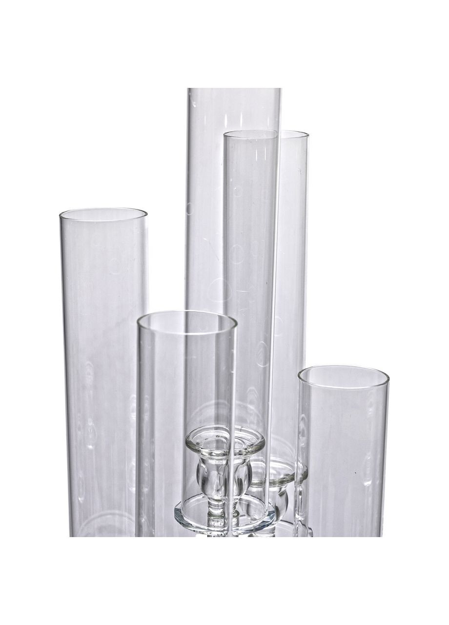 Підсвічник скляний на 5 свічок 20×72.5 см підсвічник декоративний прозорий на ніжці HP-4-64 Yiwu (370973848)