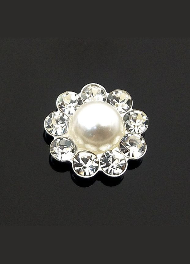 Перлинно-стразовий декор Квітка, металева основа-срібло, 16 мм No Brand (341731366)