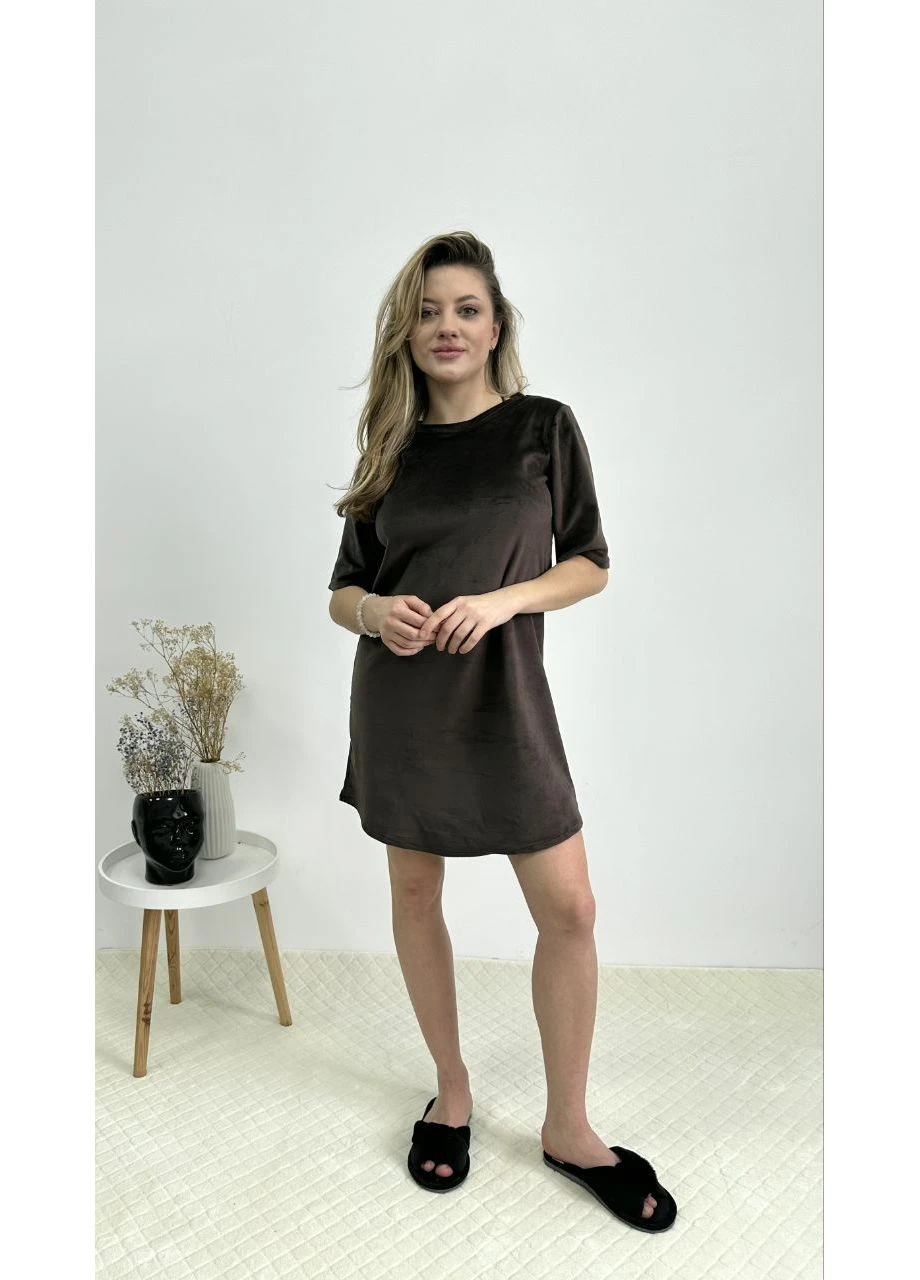 Женская велюровая домашняя туника на хлопковой основе. No Brand (370597274)