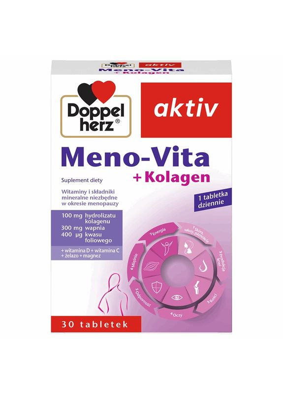 Доппельгерц Актив Актив Мено-Віта + Колаген, Doppelherz Aktiv Meno-Vita + Kolagen, 30 табл Queisser Pharma (372147863)
