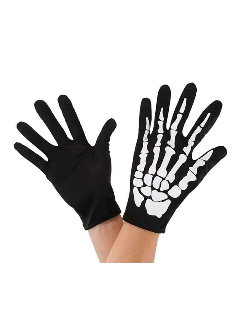 Рукавички для мото чорні з кістками скелет No Brand (316073395)