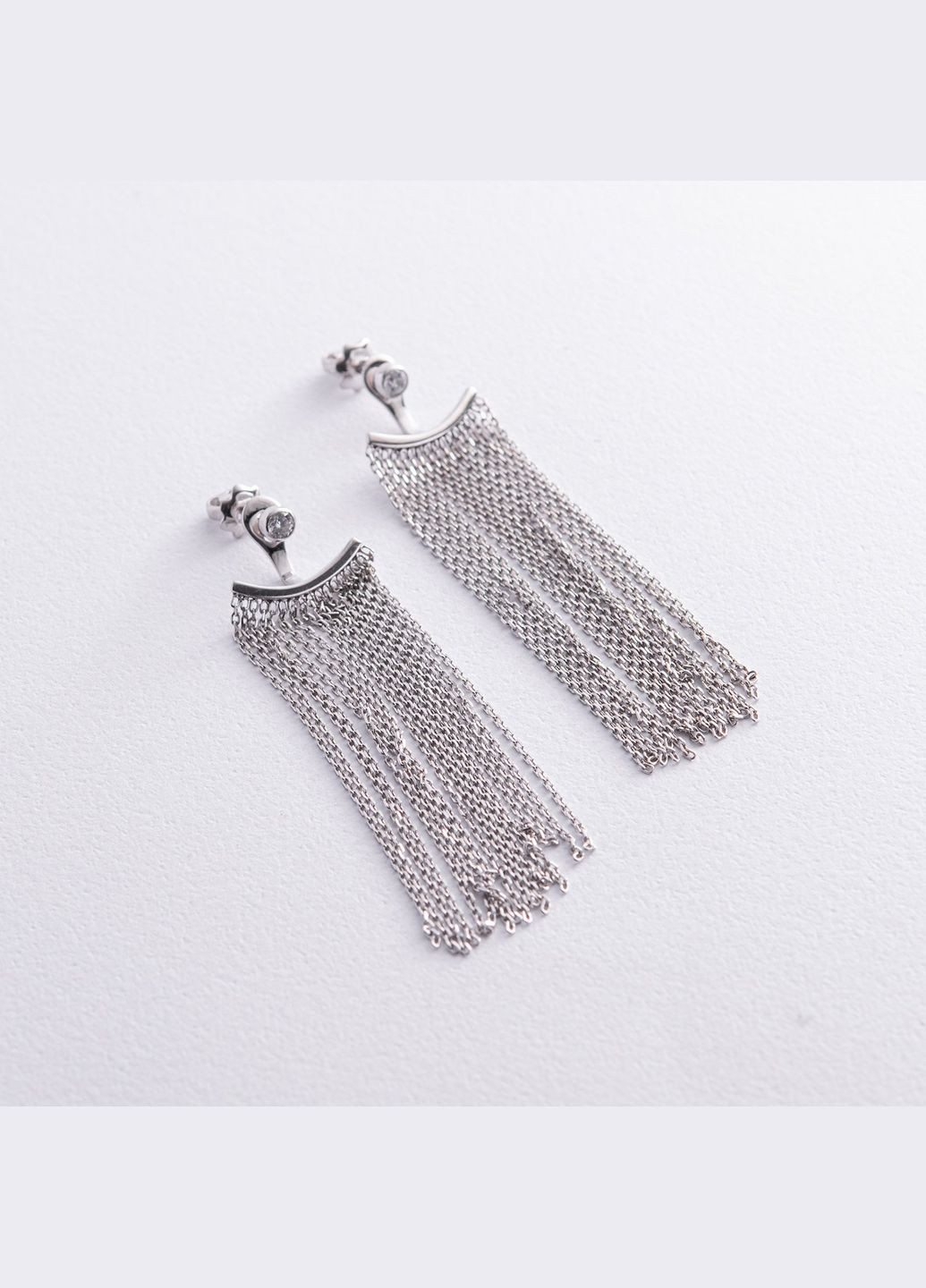 Срібні сережки - джекети Іветта з ланцюжками 902-01373 Oniks (264024229)