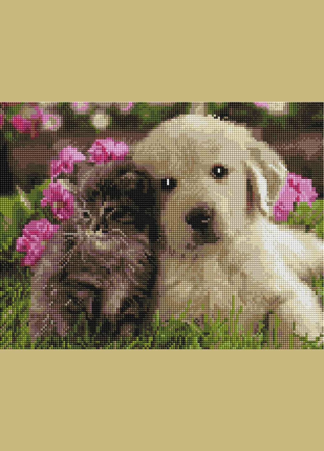 Набор алмазной мозаики 30х40 Котик и собачка ST451 ColorArt (299772315)