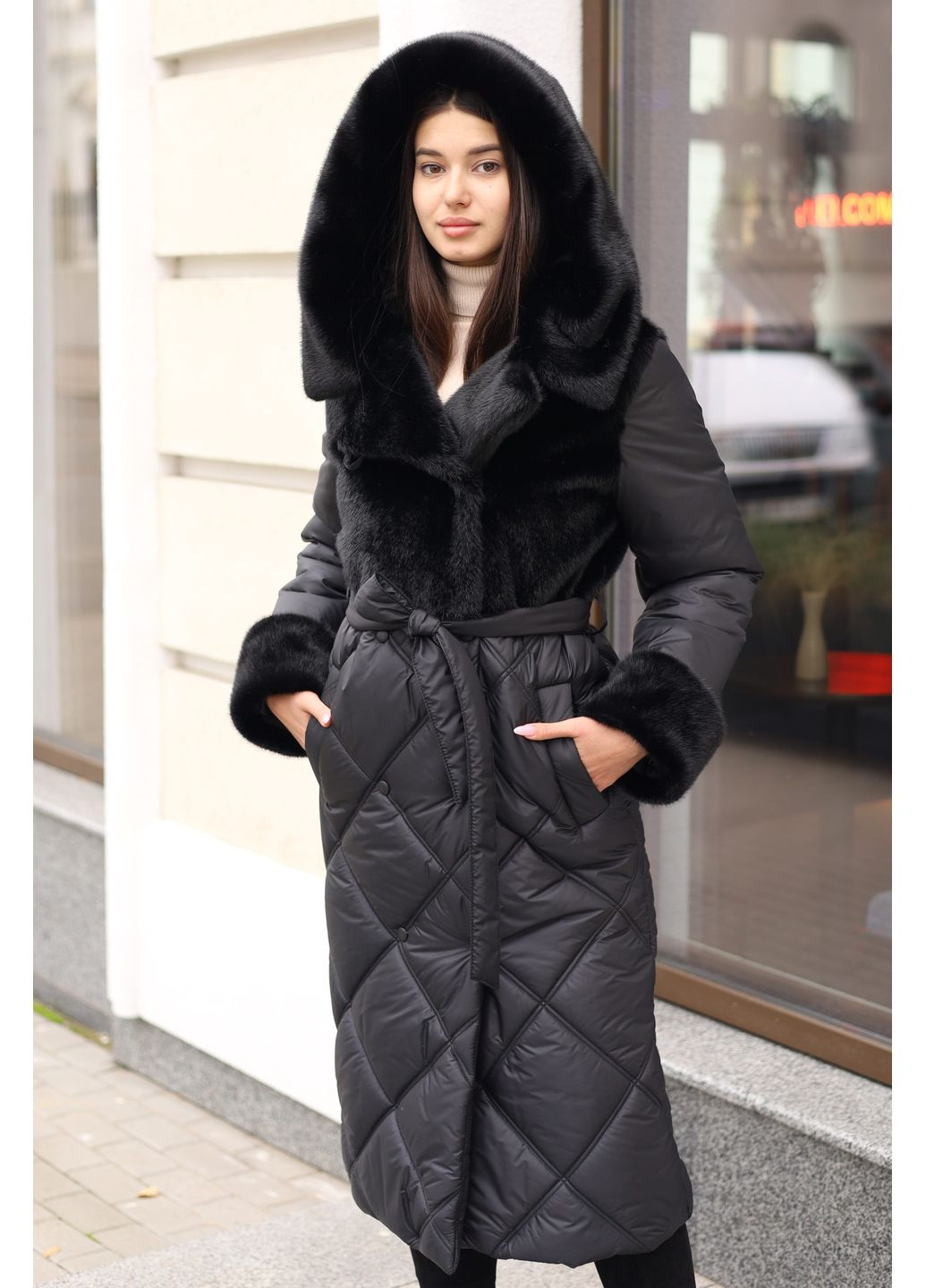 Черное зимнее Пальто MN