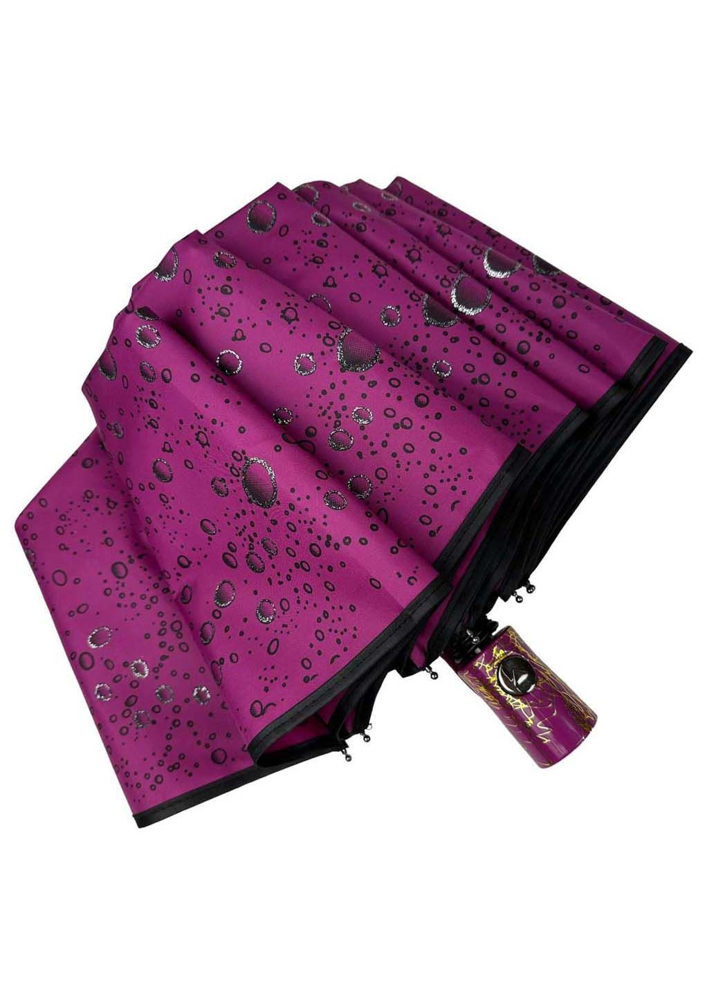 Розовый женский зонт полуавтомат на 9 спиц антиветер Toprain система антиветер (289977426)