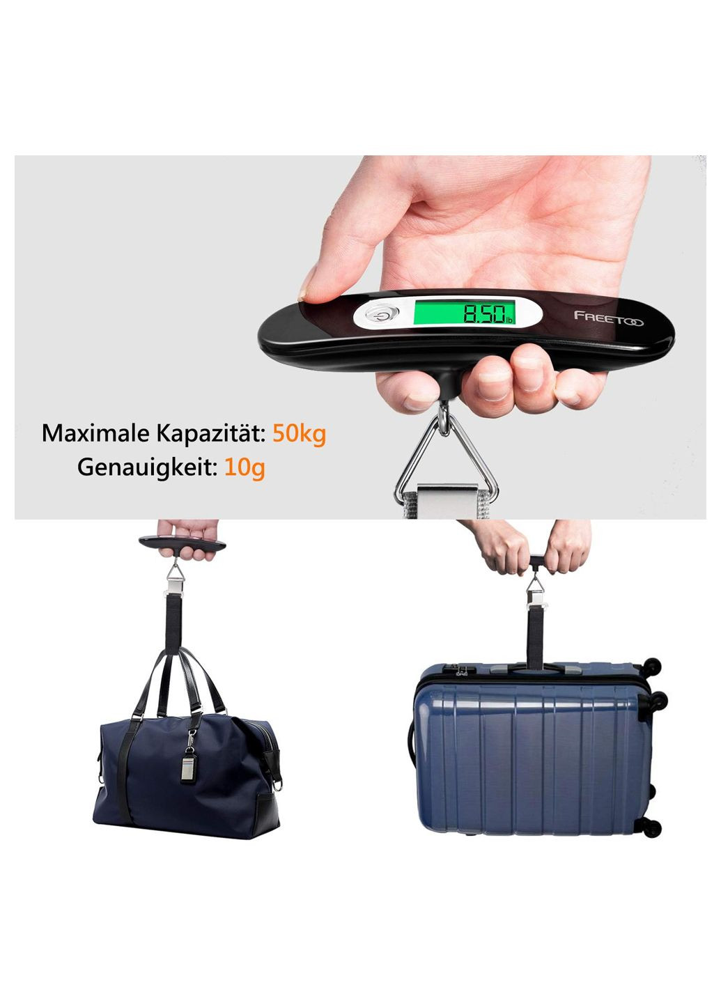 Цифрові ваги для багажу до 50 кг чорний Freetoo Amazon (344450590)