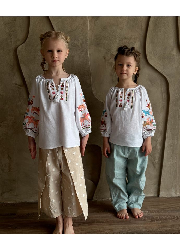 Белая вышиванка для девочки сказка Kashtanchik лен (366213557)