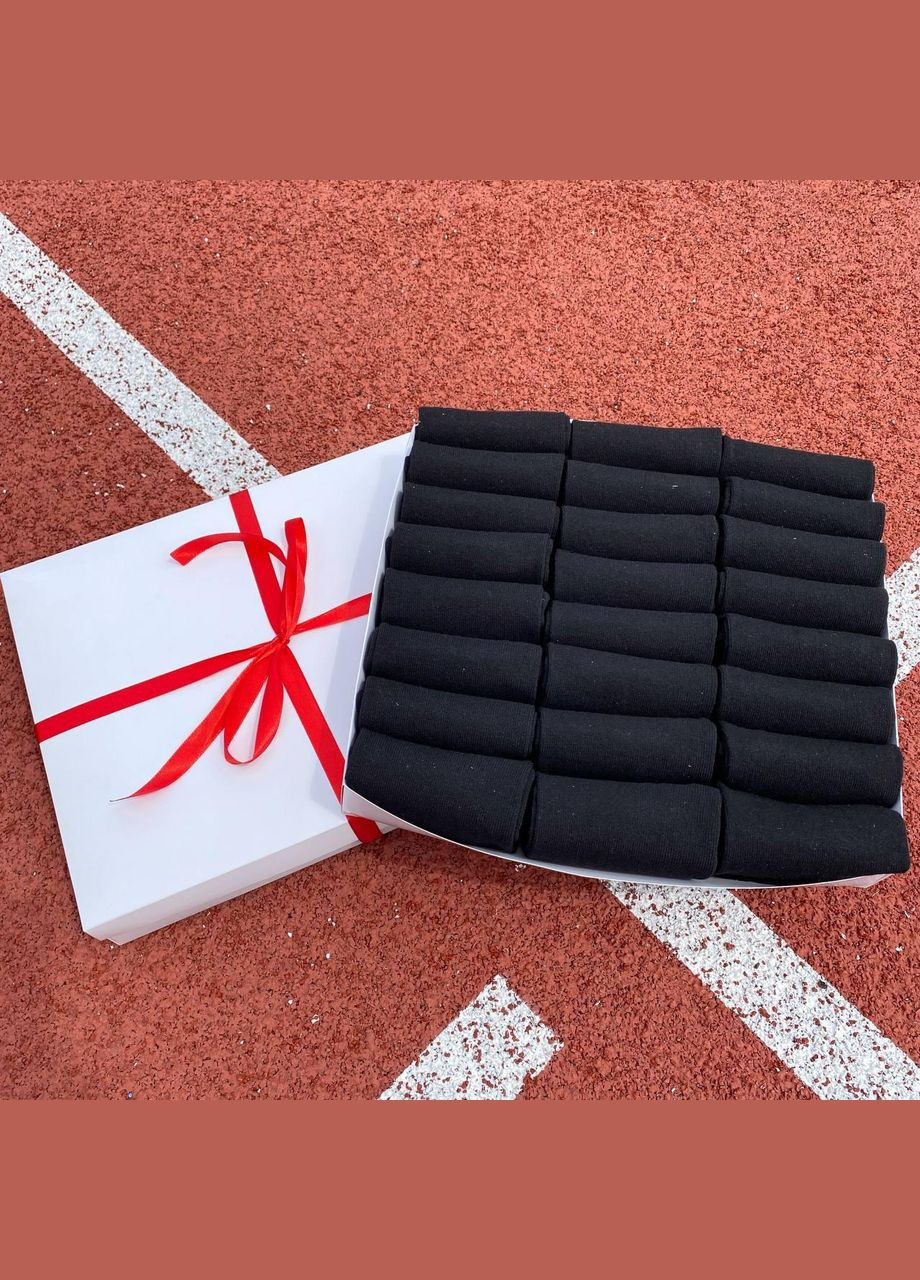 Чёрные набор женских коротких носков на 24 пары 36-40 г в коробке с лентой лето Vakko (307715052)