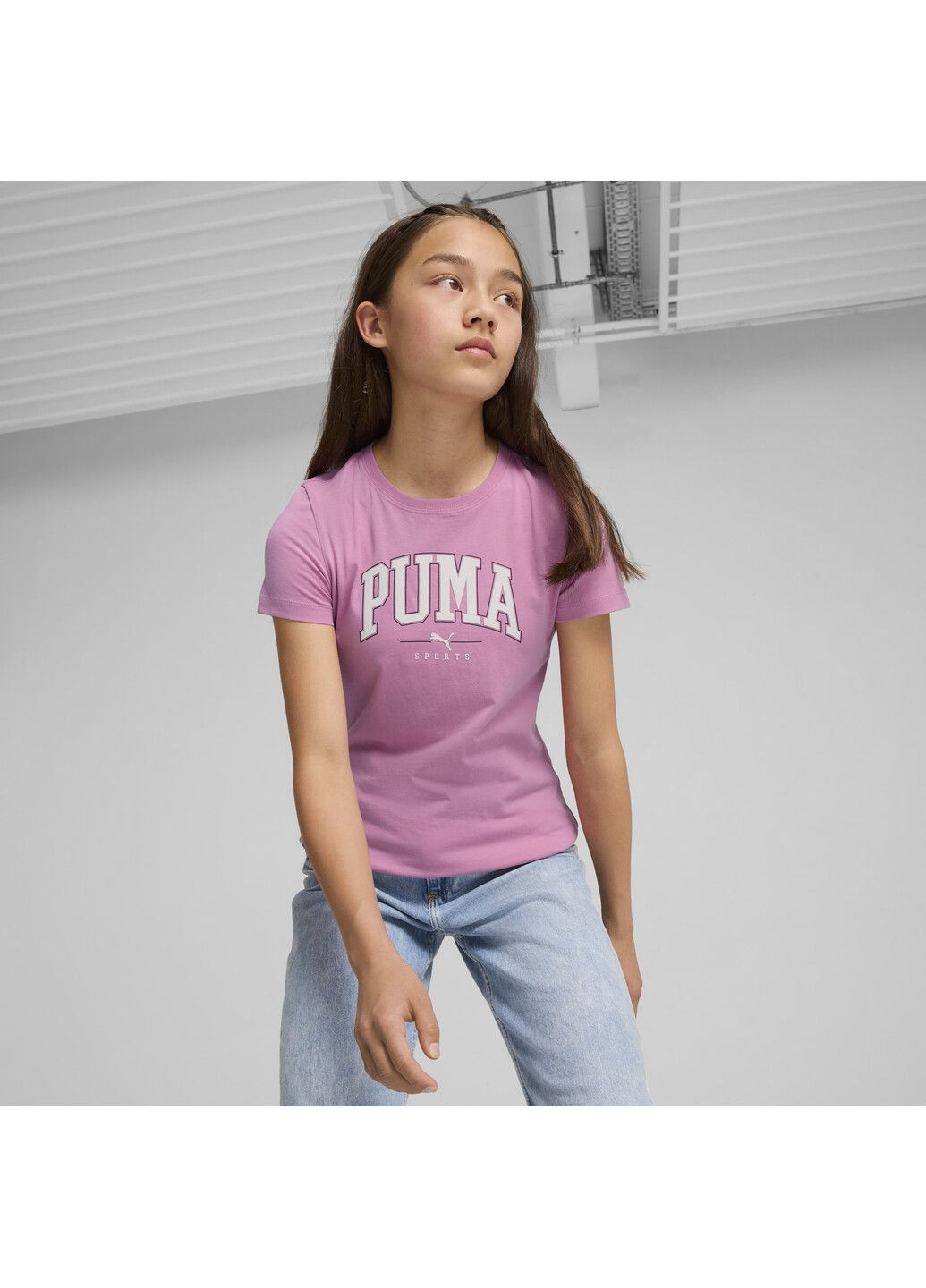 Розовая демисезонная детская футболка squad tee youth Puma