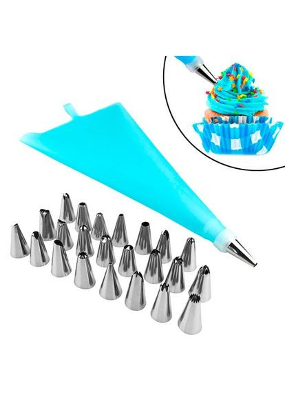 Набор кондитерских насадок 24шт для крема + мешок + переходник, 100602 No Brand (372492671)