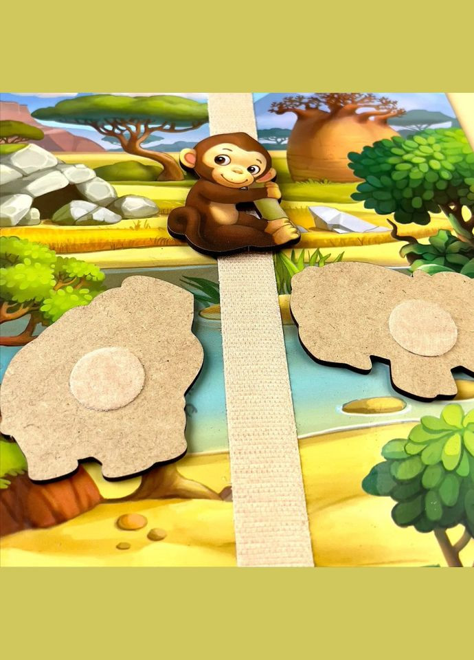 Дерев'яна настільна гра "Повтори за схемою - Африка" (ПСД178) PSD178 на липучках Ubumblebees (302385661)
