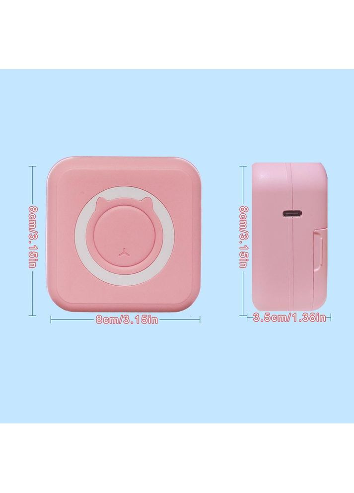 Портативний Bluetooth термопринтер 57×30 мм, з акумулятором, рожево-білий + 1 рулон термопаперу China (354827614)