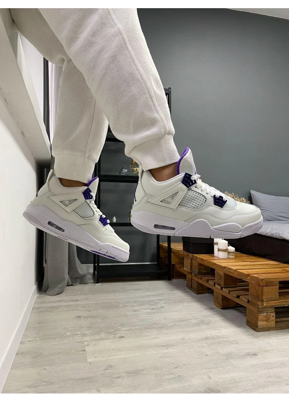 Фиолетовые демисезонные кроссовки мужские nike air jordan 4 retro metallic purple найк аир джордан фиолетовые No Brand