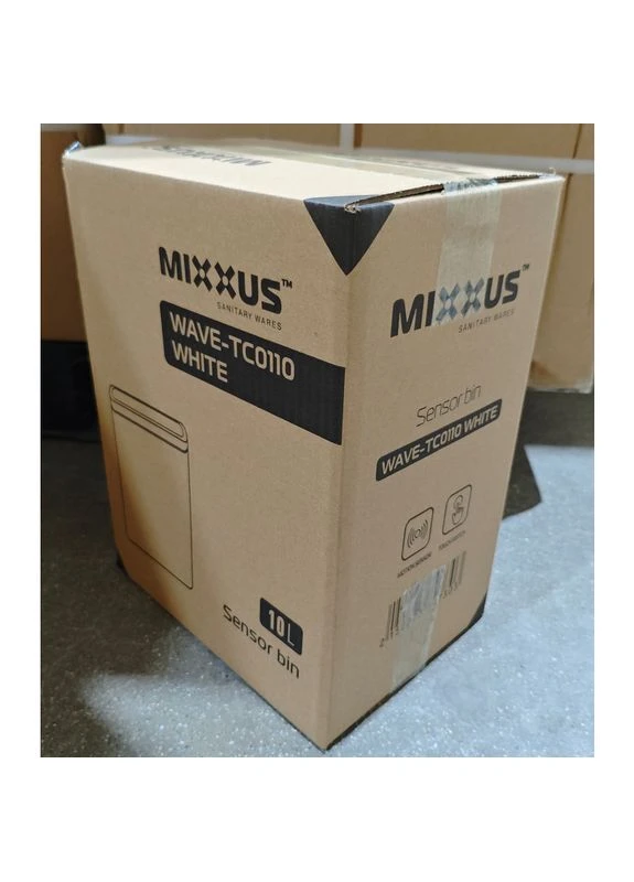 Відро для сміття сенсорне прямокутне WAVE-TC0110 White 10 л колір білий (MI7073) Mixxus (388587355)