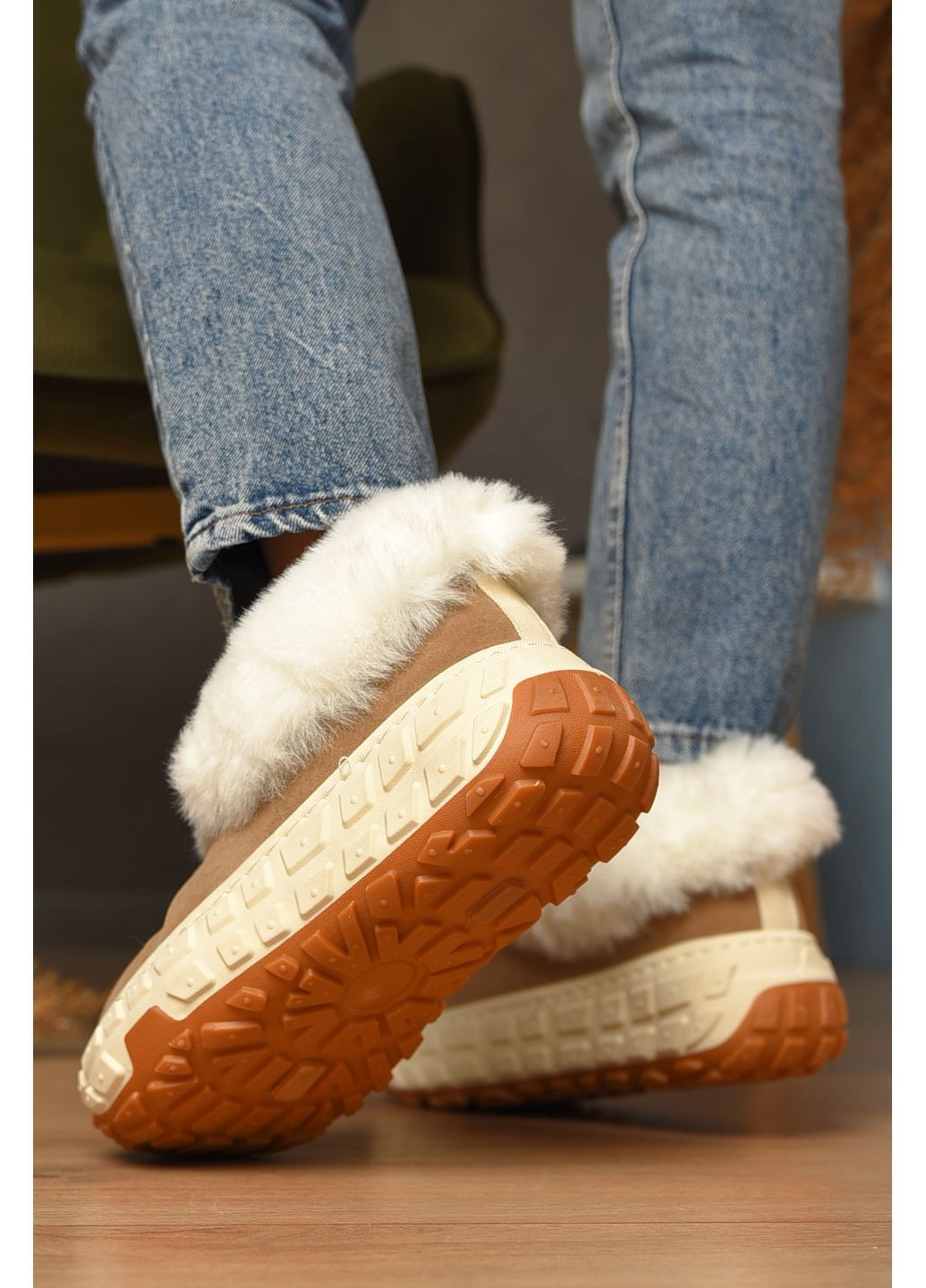 Уггі жіночі на хутрі бежевого кольору Let's Shop (365310326)