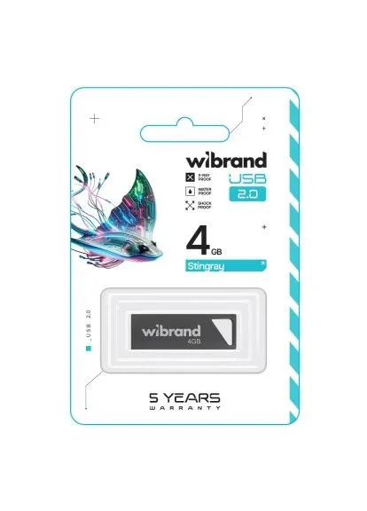 USB флеш накопичувач (WI2.0/ST4U5G) Wibrand 4GB Stingray Grey USB 2.0 (366658617)