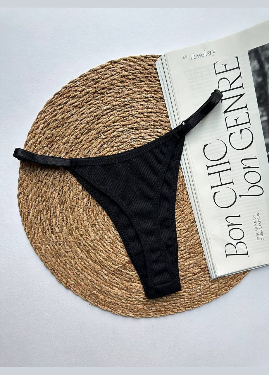 Черный демисезонный комплект белья, топ и трусики стринги Exclusive