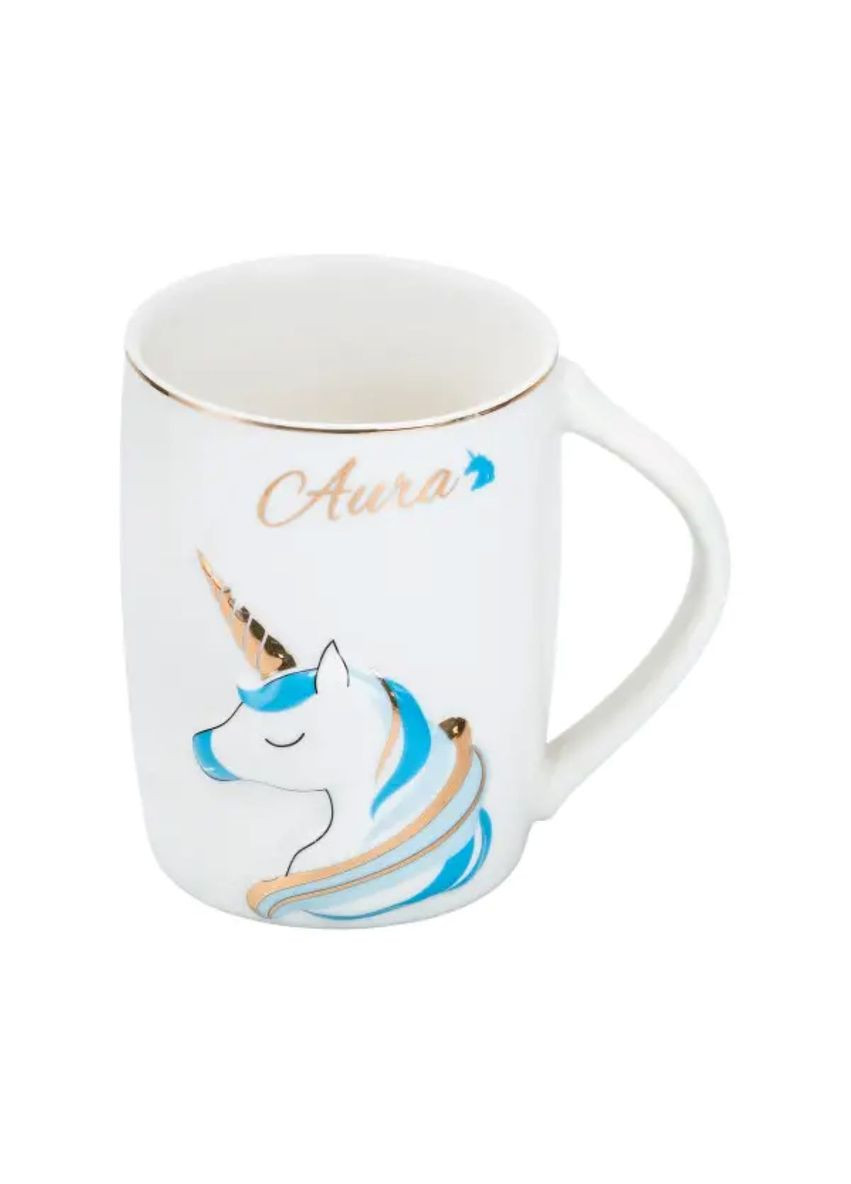 Чашка порцелянова з малюнком єдинорога 400 мл Aura Блакитна HP7187BL Jooki (358706106)