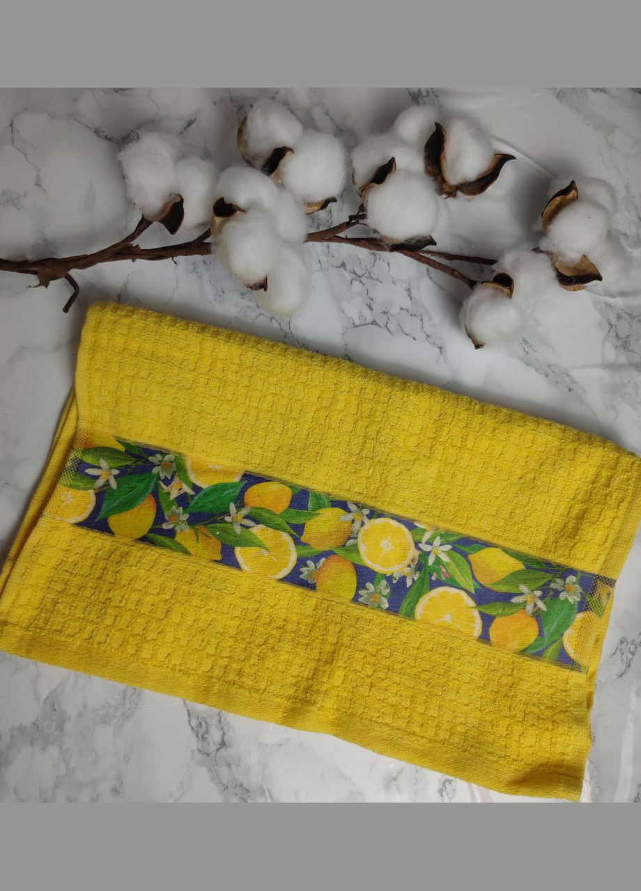 Рушник махровий 50*30 см ЖАККАРД (серветка махрова) Aisha жовтий