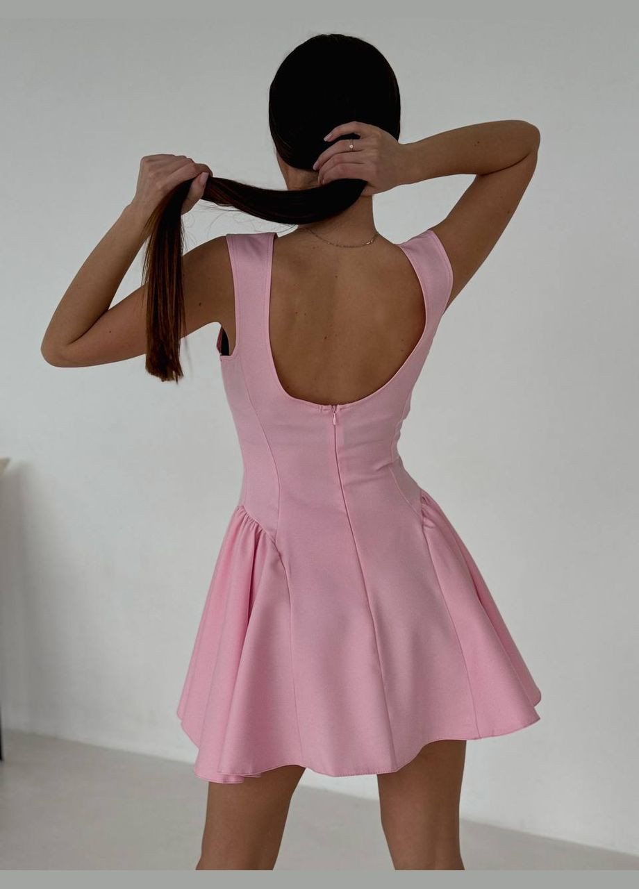 Розовое коктельное платье клеш розового цвета 32730 клеш Fashion однотонное