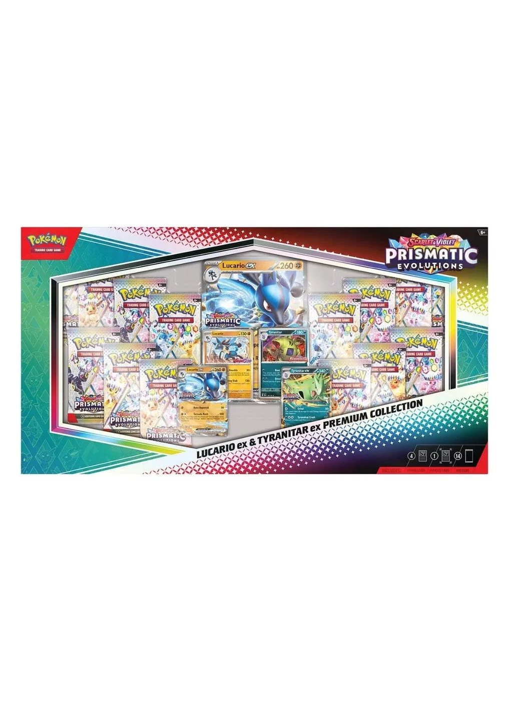 Коллекционная карточная игра Pokemon: Scarlet & Violet Prismatic Evolutions. Премиум коллекционный бокс Lucario Ex и Tyranitar Pokemon TCG (393443801)