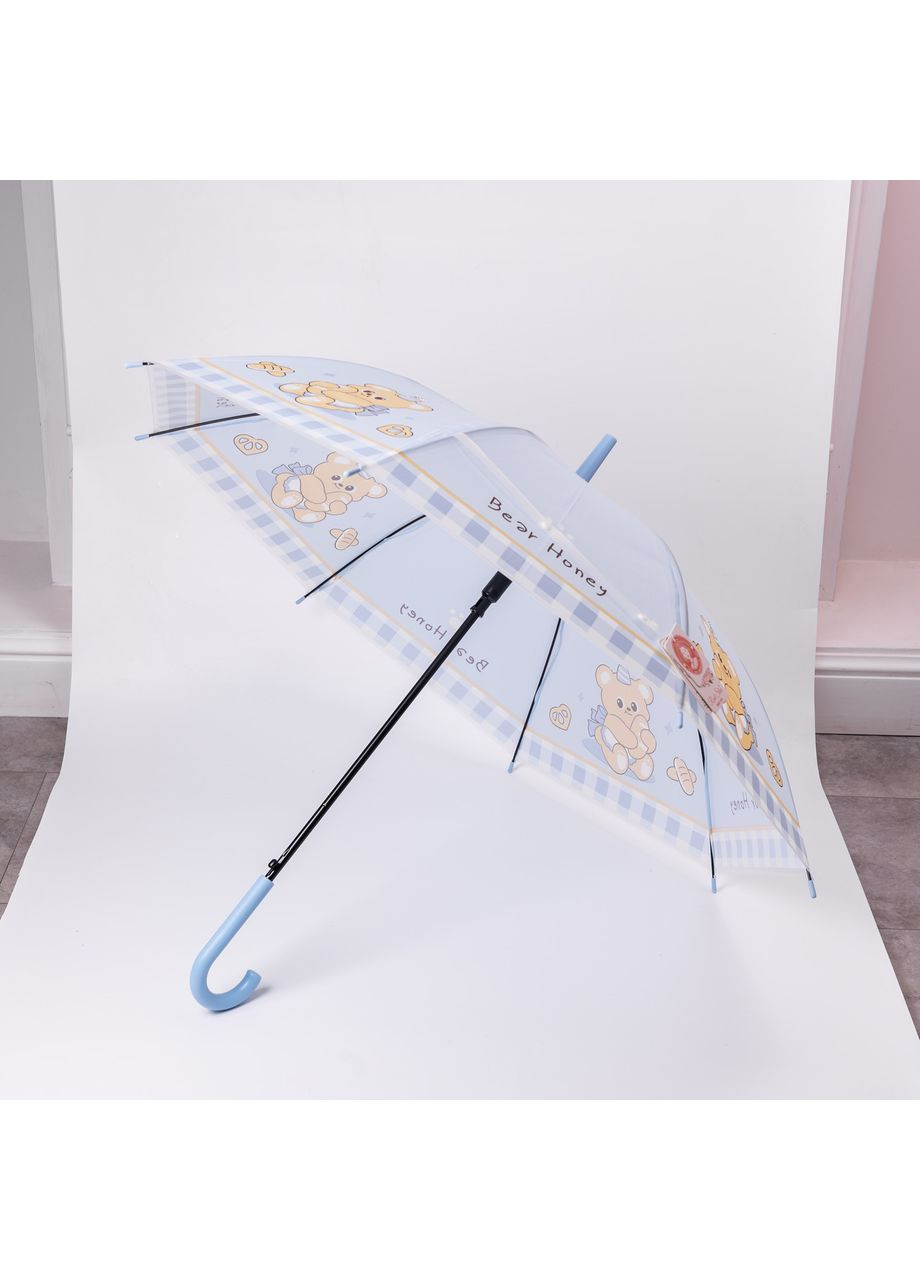 Голубой классический детский зонт-трость полуавтомат из полиэстера прочный надежный 8 спиц диаметр 94 см hp-23-11bl Yiwu (370973967)