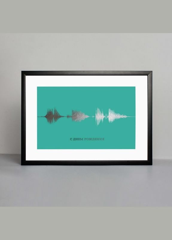 Постер "С днем рождения" А3 (BDpl-06) silver-turquoise BeriDari (311217306)