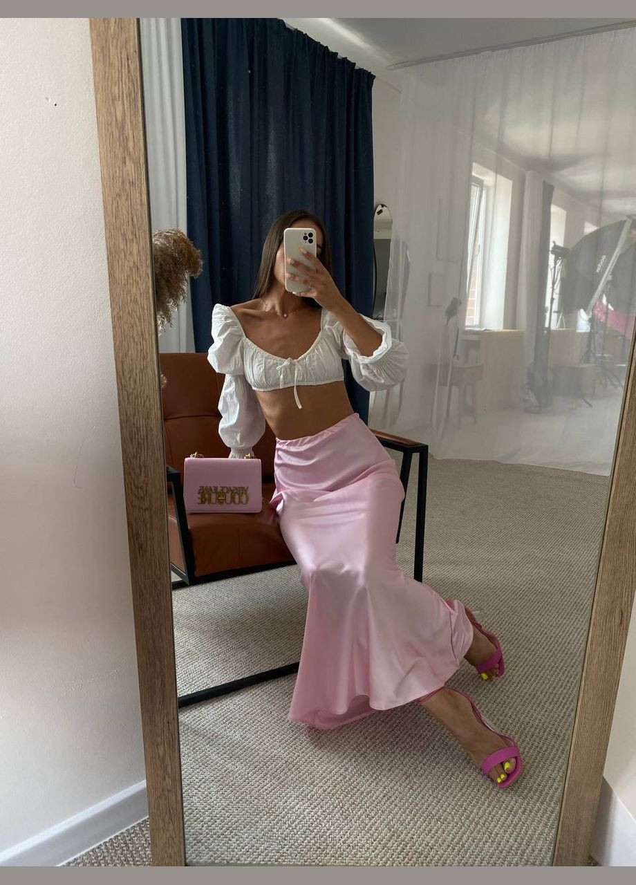 Розовая кэжуал однотонная женская юбка Україна